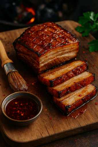 Schweinsbauch mit Chili-Honig-Glaze